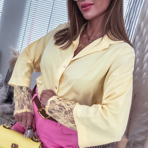 ŻÓŁTA KOSZULA Z DODATKIEM KORONKI AMYBETH