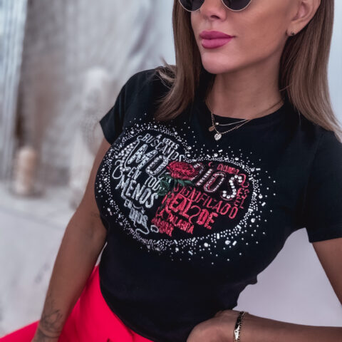 BAWEŁNIANA BLUZKA T-SHIRT APLIKACJA