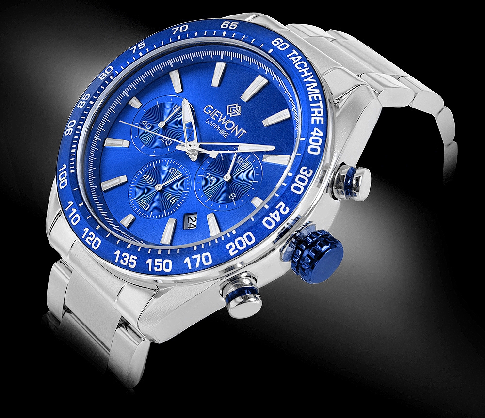 Zegarek Męski Giewont Chronograph Sapphire Srebrno Niebieski GW9580-B3 - obrazek 2