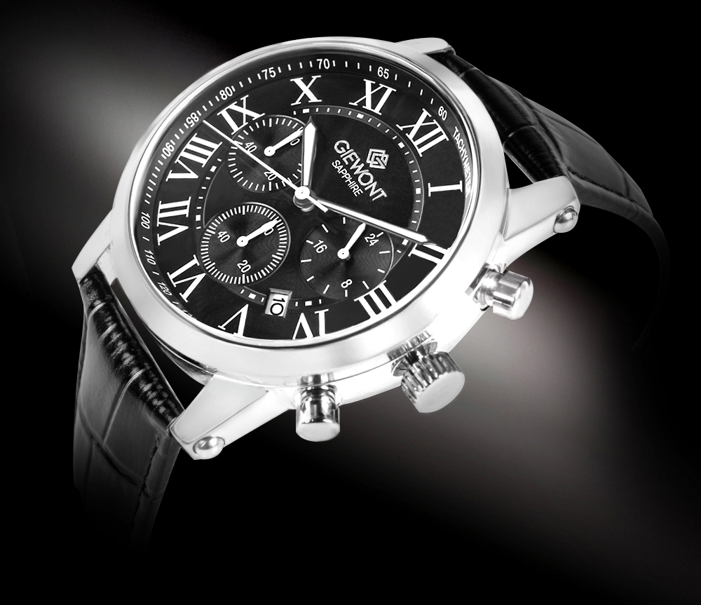 Zegarek Męski Giewont Chronograph Sapphire Srebrno Czarny GW6260-A2 - obrazek 2