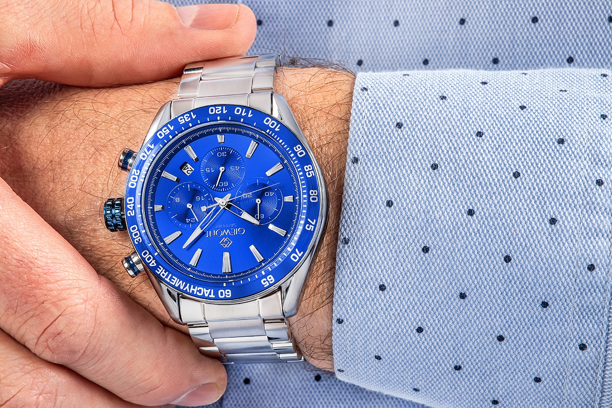 Zegarek Męski Giewont Chronograph Sapphire Srebrno Niebieski GW9580-B3 - obrazek 5