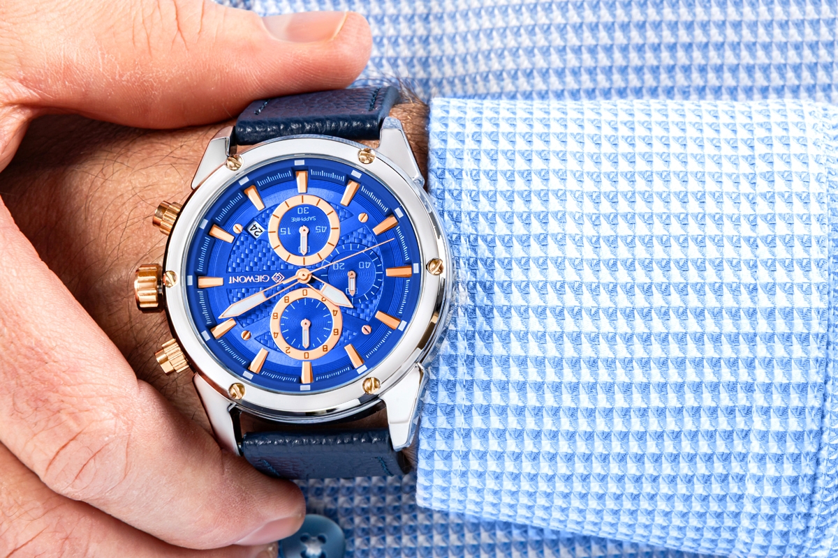 Zegarek Męski Giewont Chronograph Sapphire Srebrno Niebieski GW8810-A2 - obrazek 5