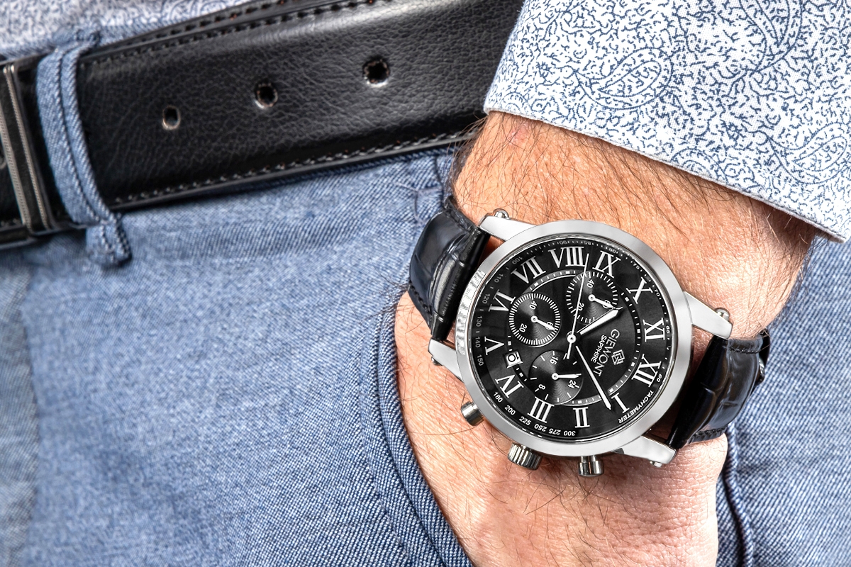 Zegarek Męski Giewont Chronograph Sapphire Srebrno Czarny GW6260-A2 - obrazek 4