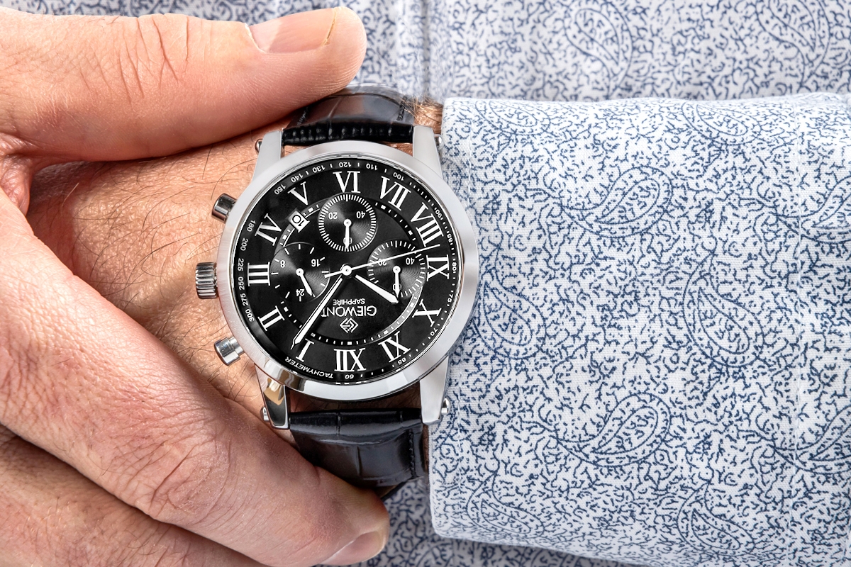Zegarek Męski Giewont Chronograph Sapphire Srebrno Czarny GW6260-A2 - obrazek 5