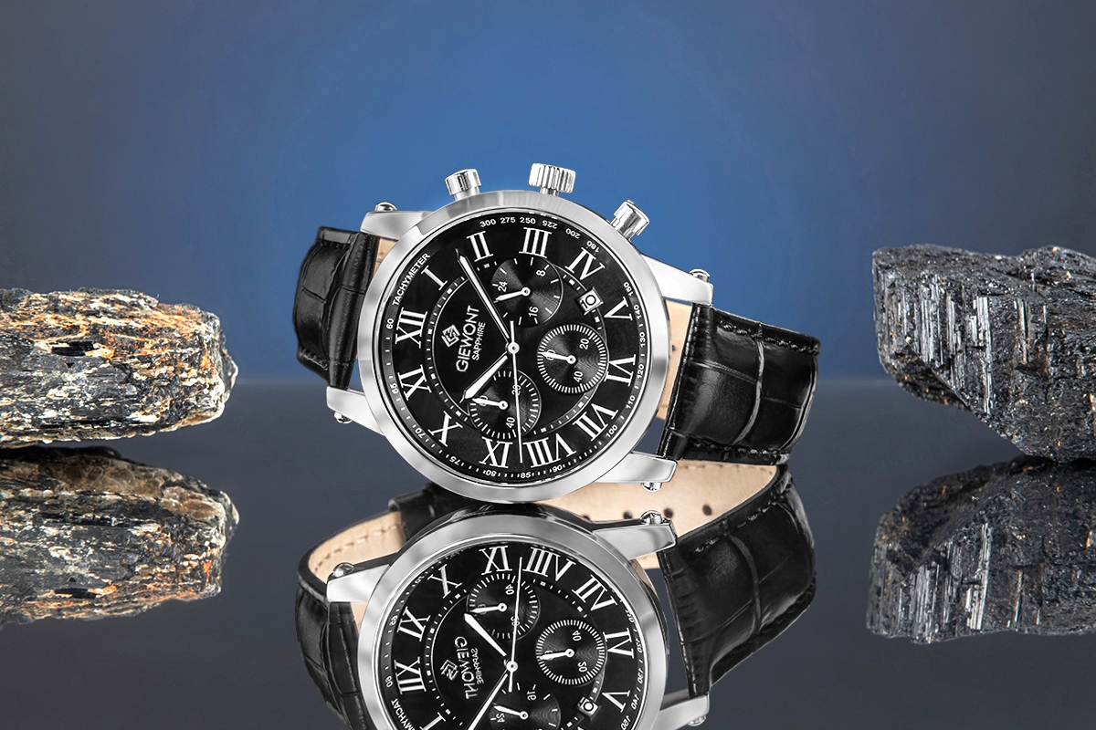 Zegarek Męski Giewont Chronograph Sapphire Srebrno Czarny GW6260-A2 - obrazek 6