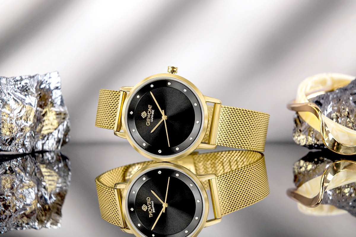 Zegarek Damski Giewont Sapphire Złoto Czarny GW4130-B3 - obrazek 7