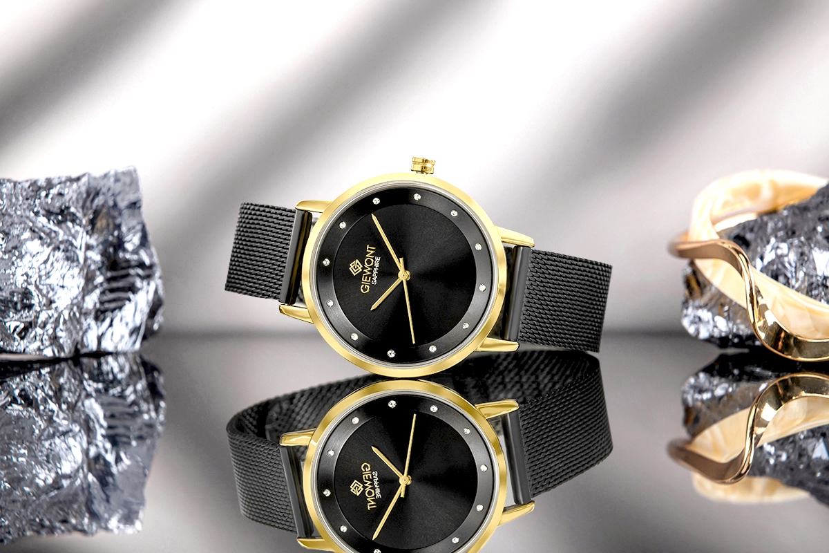 Zegarek Damski Giewont Sapphire Złoto Czarny GW4130-B4 - obrazek 7