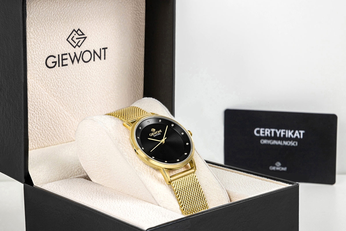 Zegarek Damski Giewont Sapphire Złoto Czarny GW4130-B3 - obrazek 9