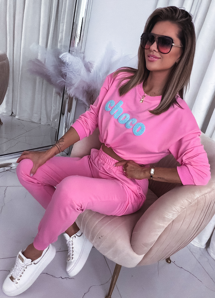 BAWEŁNIANY KOMPLET DRESOWY CHOCO PINK - Зображення 3