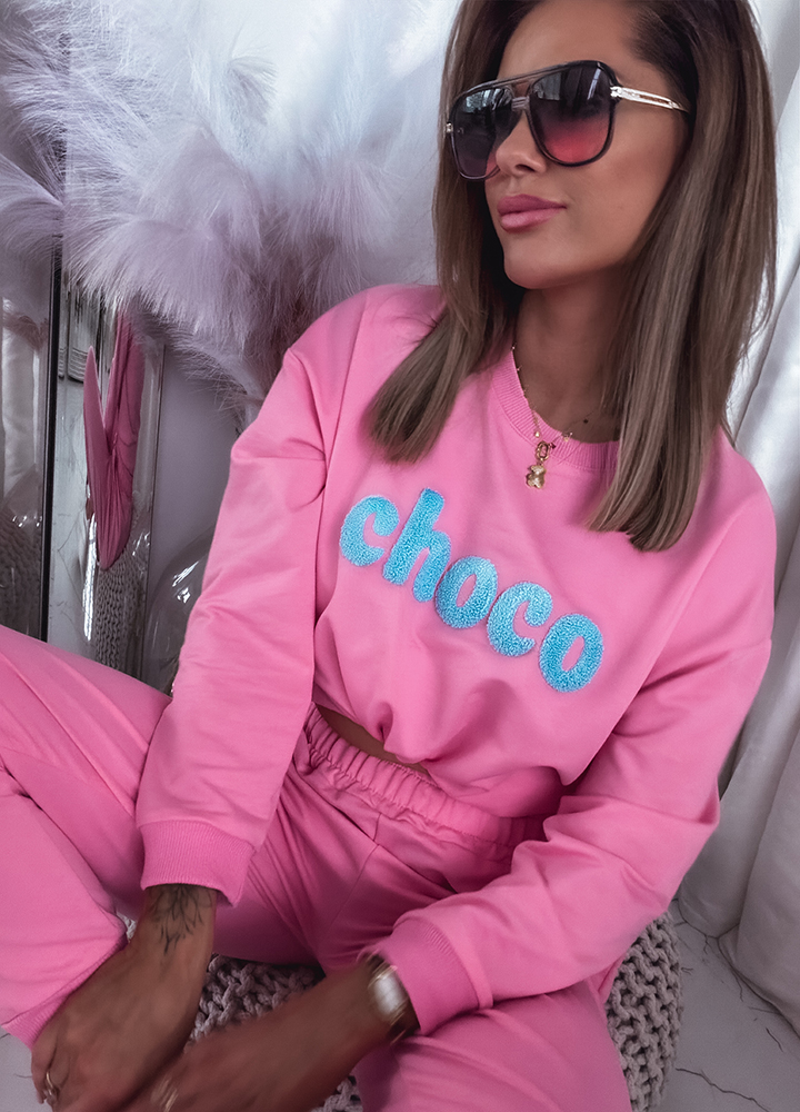 BAWEŁNIANY KOMPLET DRESOWY CHOCO PINK - Зображення 4