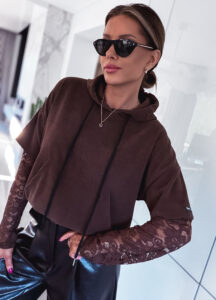 BAWEŁNIANA BLUZA Z KORONKOWYM RĘKAWEM BRIANA